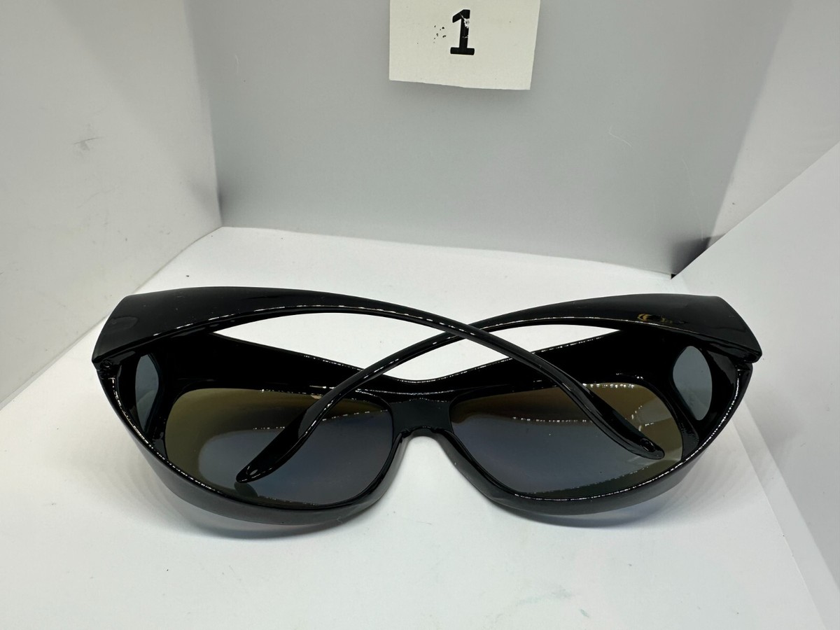 Yogo Vision 8059 Solar Shield Unisex Wrap Around Black Sunglasses 60-18-132 NIP Yogo Vision Fit Over Wrap Sunglasses Polarized Lens Wear  main image 4