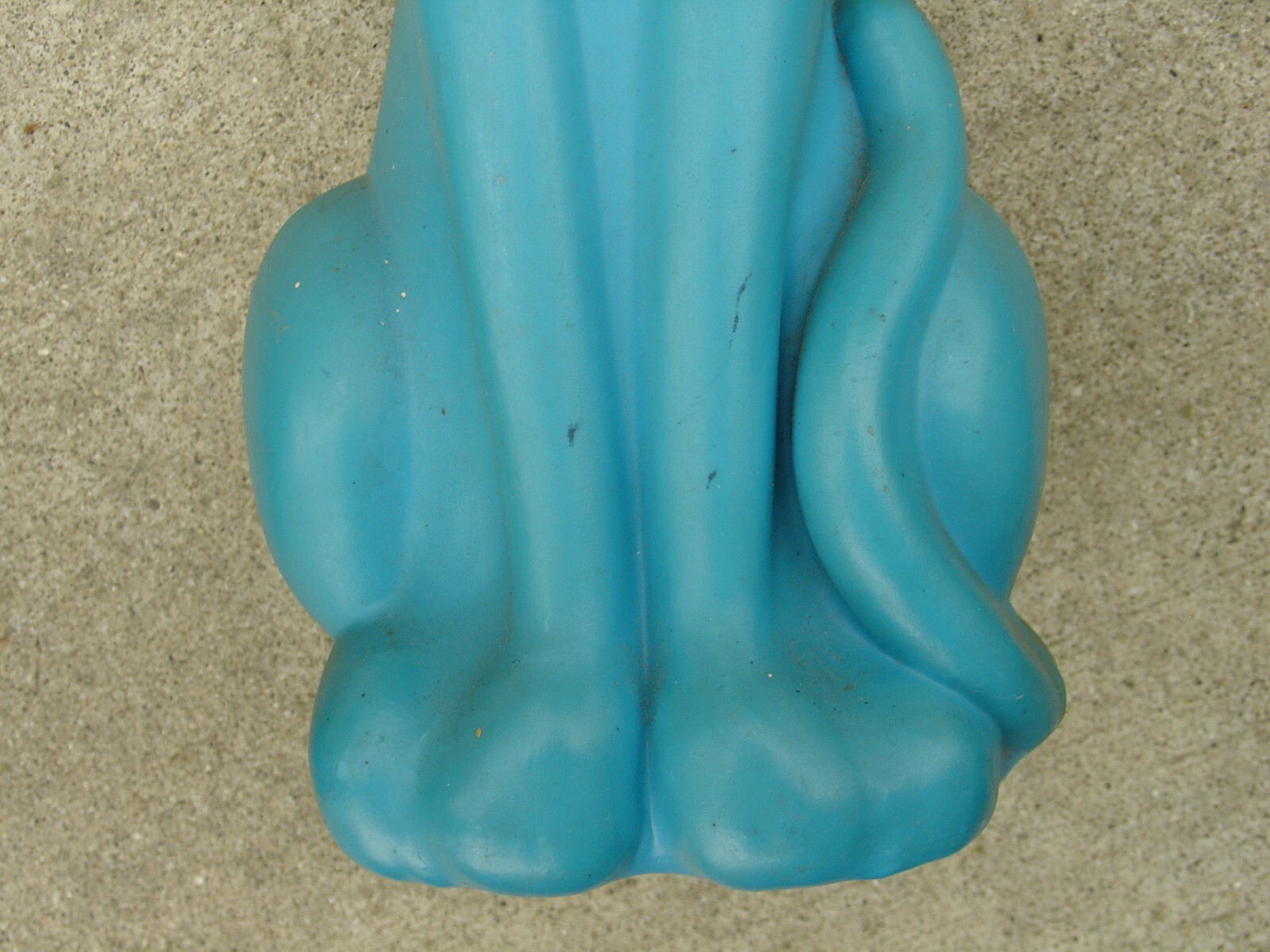 Vintage Plastic Blow Mold Seated Pet Kitty Cat Bank Blue w/ Green Eyes 16"