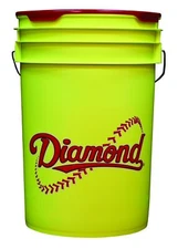 Diamond 6 Gallon Yellow Baseball / Softball Ball Bucket With Padded Red Lid