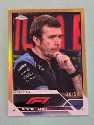2023 Topps Chrome Formula 1 F1 BRUNO FAMIN #95 Gold Refractor SP #/50 BWT Alpine