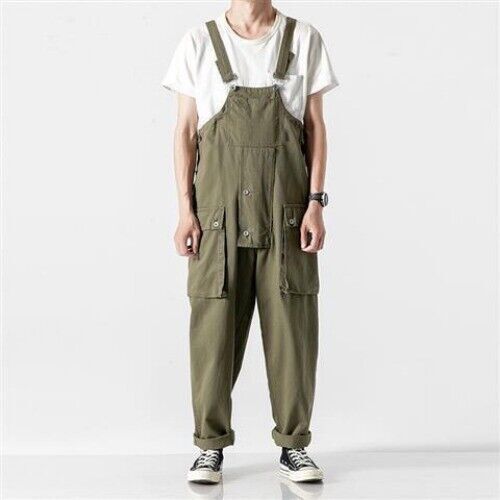 Mono con tirantes de mezclilla para hombre holgado holgado calle hip hop pantalones japoneses con tirantes - Imagen 15 de 18