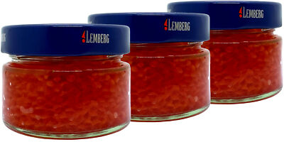 3x 100g. Forellen Kaviar Aquakultur Lachs Forelle Rogen Dänemark Lemberg Koscher