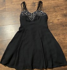 Vtg Jump Apparel Co Wms Size 7/8 Black Strappy Dress Sequined Bodice USA