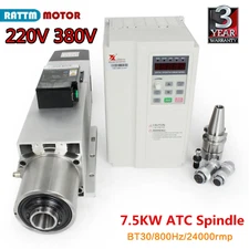7.5KW ATC Air CNC Spindle Motor VFD BT30 Automatic Tool Changer 800Hz 220V 380V