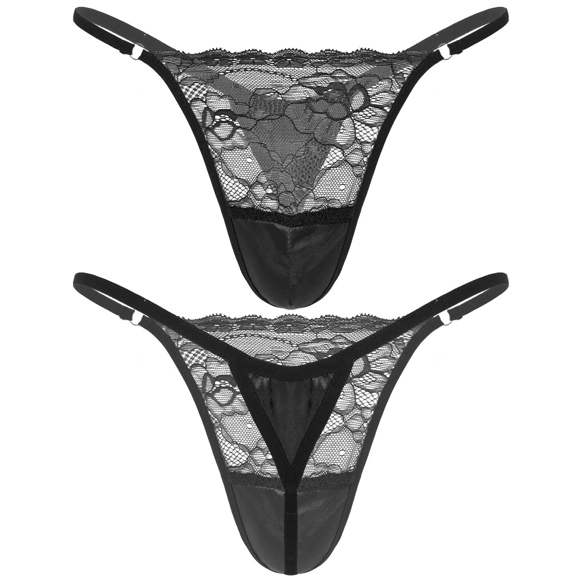 Mens Sexy Sissy Lace Crossdressing Lingerie Set Bra with Sheer