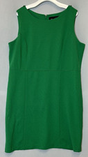 Peach Velvet Shift Dress Womens 18 Green Work Wear Zip Up