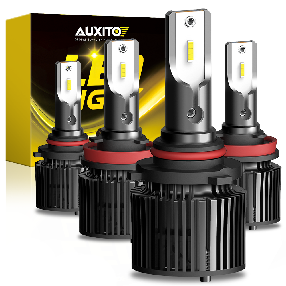 4x AUXITO 9005 H11 LED Combo Headlight High Low Bulbs Beam Kit Extremely White