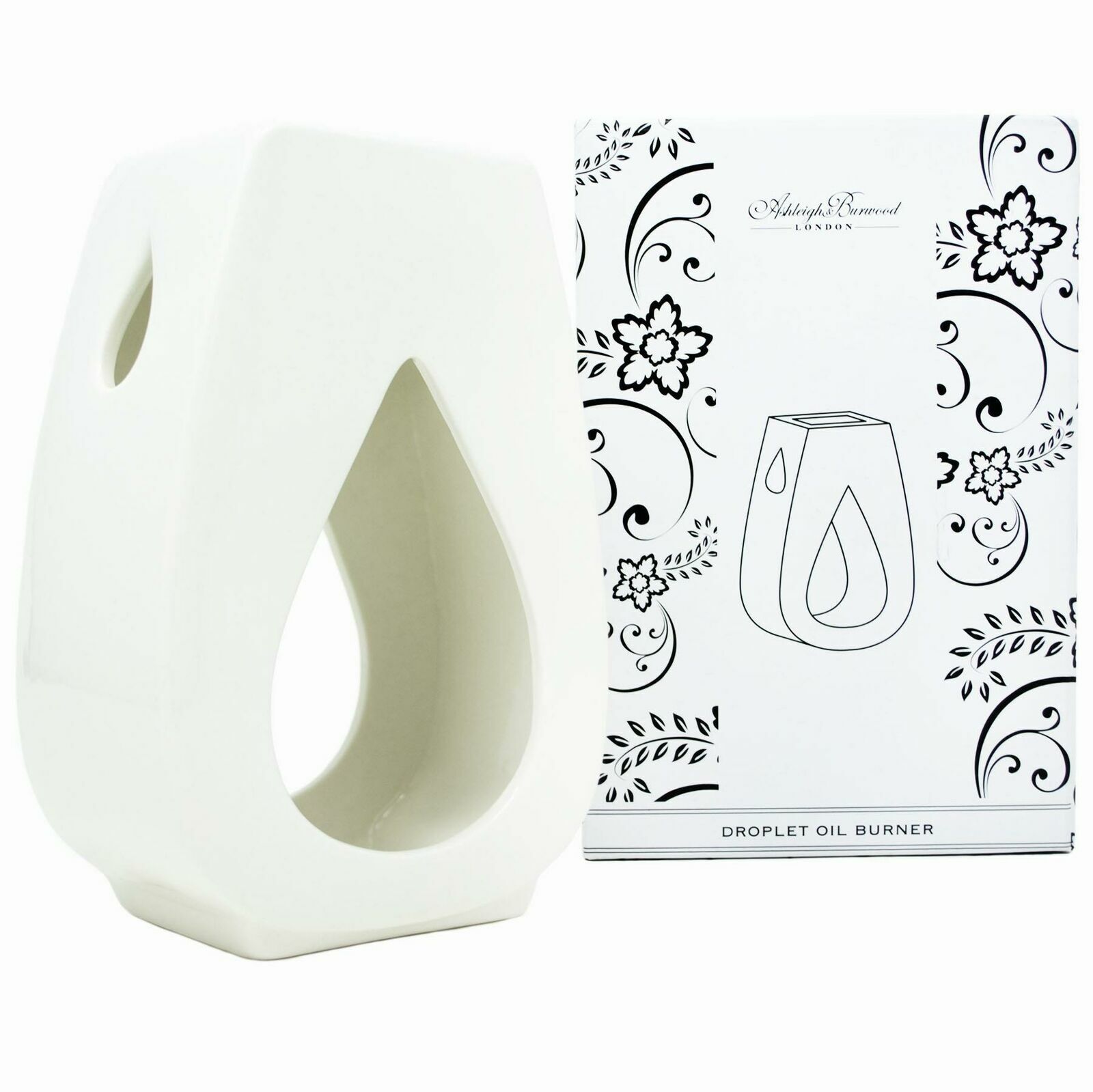 Ashleigh & Burwood WHITE Gloss Droplet Oil Wax Burner Ideal for Yankee  Wax Melt