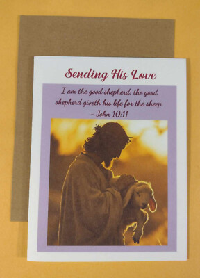 Sending His Love Scripture Greeting Card, 4.25'' x 5.5'', A2 Size, Blank Inside