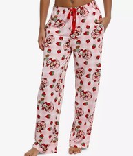 Strawberry Shortcake Gingham Pajama Lounge Pants Unisex Medium Pink Sleepwear