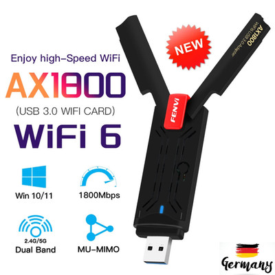 New WLAN USB 3.0 Adapter 1800Mbps WiFi 6 Stick Dual Band 5GHz PC Laptop Antennen