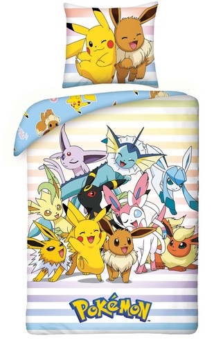 Pokemon Wende-Bettwäsche-Set 135x200 80x80 Baumwolle Pikachu & Freunde Bettzeug - Bild 1 von 4