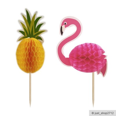 10 x Flamingo Ananas Toppers Topper Cupcake Party Muffin Kuchen Deko Käse-Picks