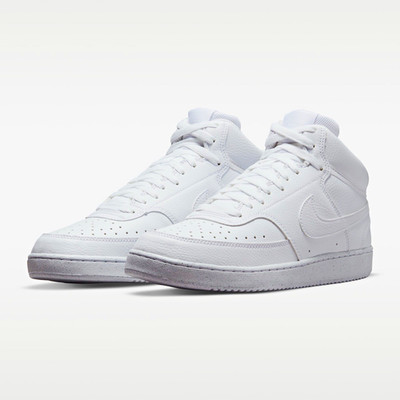 Nike Court Vision Mid Men's Mid Top Lace-Up Sneakers White Solid Rubber