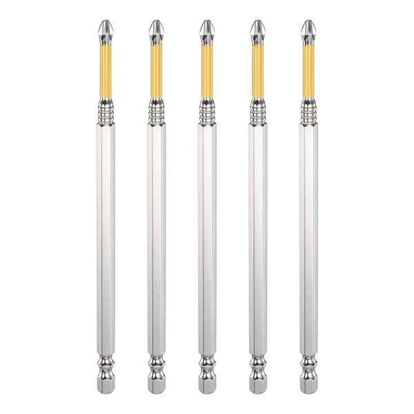 "5Pcs Anti-Rutsch PH2 Schraubendreherbit 1/4\" Sechskantschaft FüR Gelb"-image