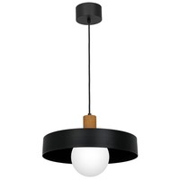 Pendelleuchte Esstisch Glas Metall Holz Schwarz Ø40 Cm E27 HäNgelampe Modern