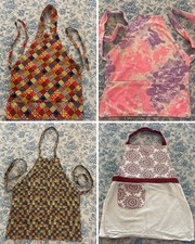 Lot 4 Vintage Handmade Childrens Aprons Cotton Kids Baking Craft Art Play Smocks