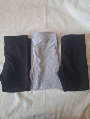 Primark Cares Girls Leggings Lot 3 Black/Gray 4-5Y 110cm Elastic Waist