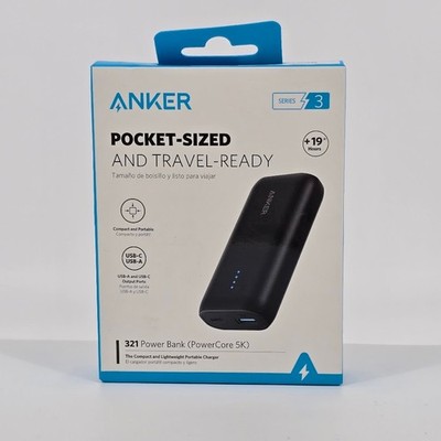 Anker 5000mAh Power Bank PowerCore 5K 12W 1A1C - Black: Dual Output, USB & USB-C
