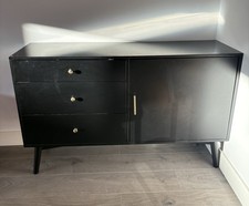 Black Cabinet Sideboard with Draws and Gold Finishing Unit