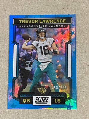 Trevor Lawrence, 2023 Score, Stars, 258/299, Card #17, Jacksonville Jaguars 