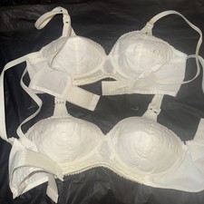 VTG Carnival Bullet Bra 32B White Lace Stitched Conical Pinup Wirefree 672 NOS
