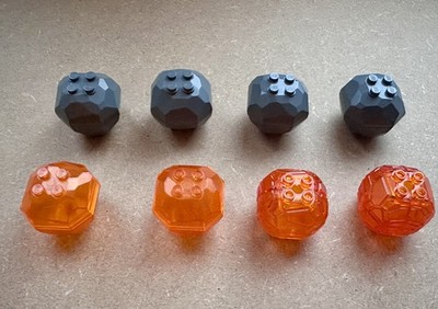 8x LEGO Felsen Stein achteckiger Felsbrocken (30293, 30294) ~ grau orange ~ Lot 844