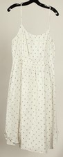 Loft Dress Women’s Large White Blue Fit & Flare Spaghetti Strap Lined Midi