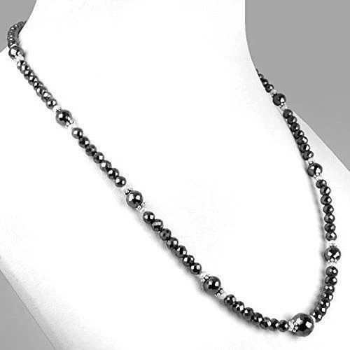 Collar de cuentas de diamantes negros naturales de 5-6 mm de calidad AAA certificado para amor de 18 pulgadas Foto 2 de 4