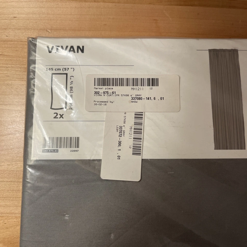IKEA VIVAN Par de Cortinas - Gris - 57 x 98,5" (145 x 250 cm) NUEVO Foto 2 de 3