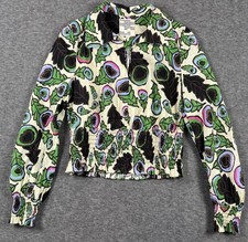 Baum und Pferdgarten Blouse Womens Small Floral Smocked Waist 1/4 Zip 4312