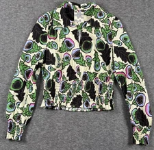 Baum und Pferdgarten Blouse Womens Small Floral Smocked Waist 1/4 Zip 4312