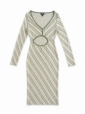 PRETTYLITTLETHING Size XL Striped Cut Out Bodycon Dress