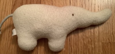 Plush Baby Rattle White Elephant 100% Organic Cotton Soft By Makie, 6.25 