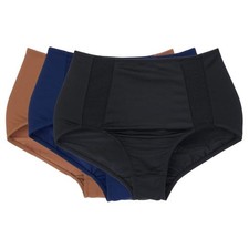 Rhonda Shear 3Pk Mesh Insert Brief Size Large Mahogany Midnight Navy Black 641.6