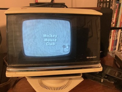 1970s  Vintage Portable Sharp Spaceage Retro with Swivel Base TV 3S-111w Japan 