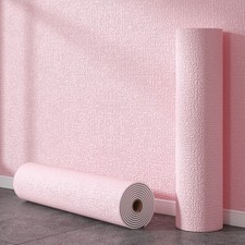 3D Pink Self-Adhesive Linen Wallpaper,Thick Peel Stick Wall Sticker 19.7"x118"