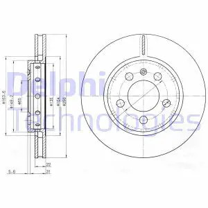 Delphi Dischi Freno Bg3611 Posteriore, Ventilato, 2 Pezzo - Immagine 2