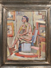 Dipinto Olio Su Tavoletta Di Sante Monachesi , Dipinto Nudo Di Donna