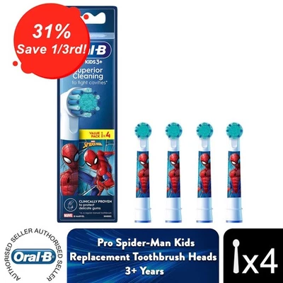 Oral-B Kids Replacement Toothbrush Heads Extra Soft - Spiderman, Pack of 4