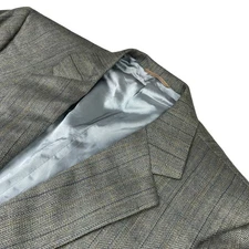 VTG Holland & Sherry x Tom James Men's 100% Wool Blazer Green Stripe • USA • 48R