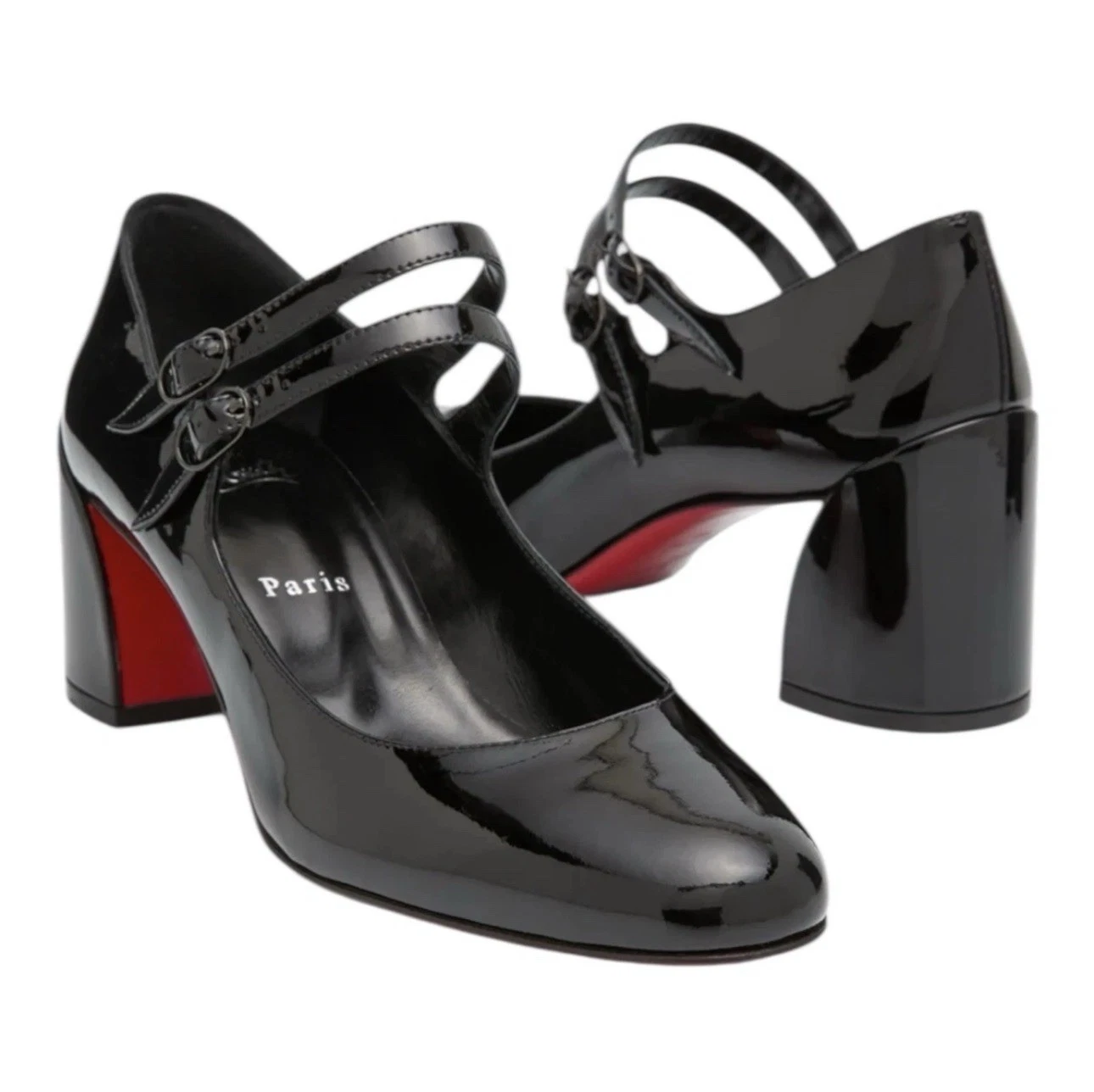 Christian Louboutin — CHRISTIAN LOUBOUTIN Miss Jane Black Patent Leather 55 Pumps 38.5 EU