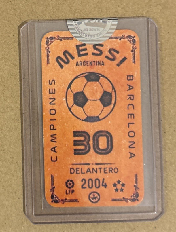 2004 Lionel Messi #30 LFP Italian Promo Mini Card Campiones Barcelona Rookie RC view 2
