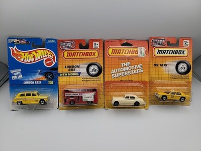 Vntg Matchbox & Hotweels Lot- London Bus MB28, Rolls Royce, US Taxi& London Taxi