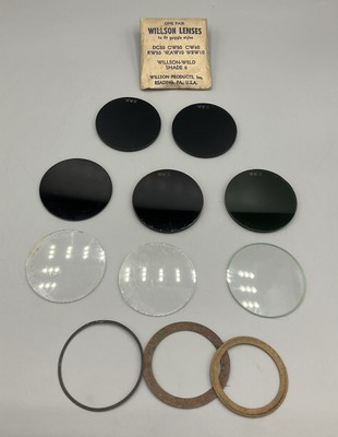 Vtg 2  Round Welding/Braising Lenses Assorted 3 Clear & 5 Tinted w/3 Gaskets Lot