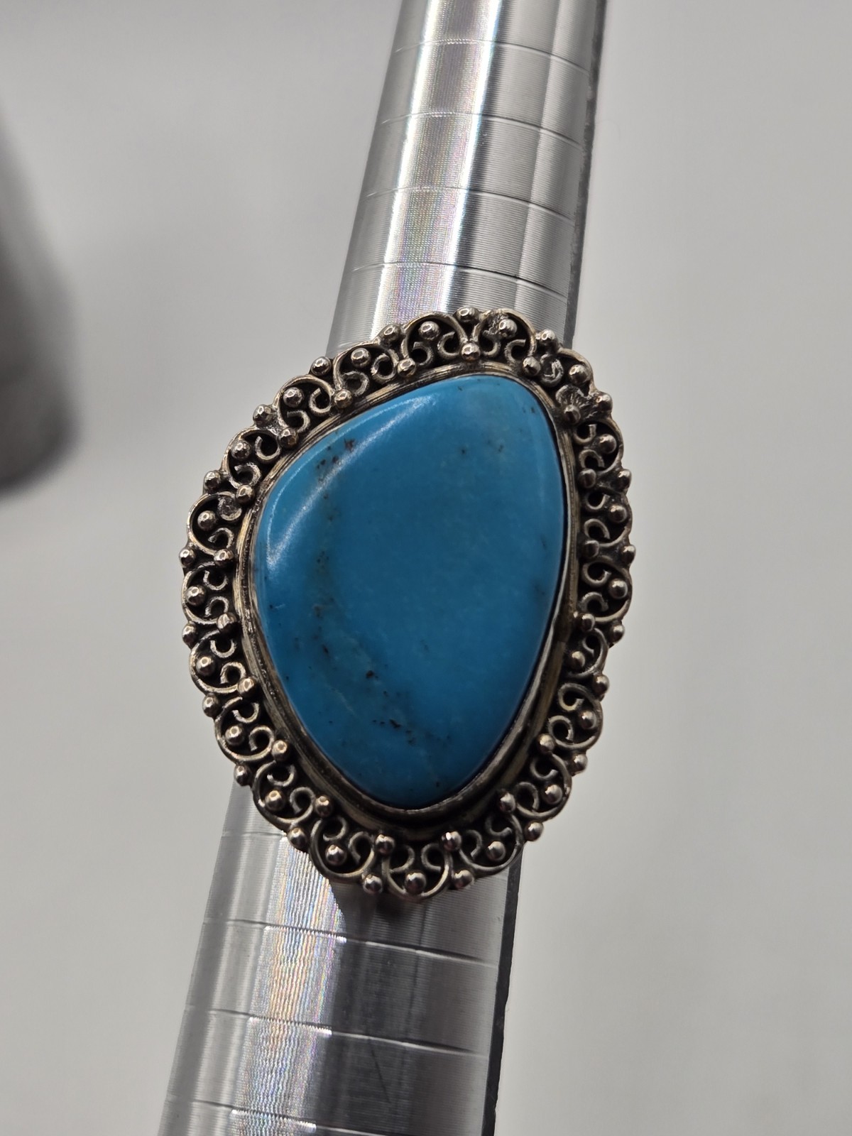 Large Sterling Silver Turquoise Statement Ring Bo… - image 15