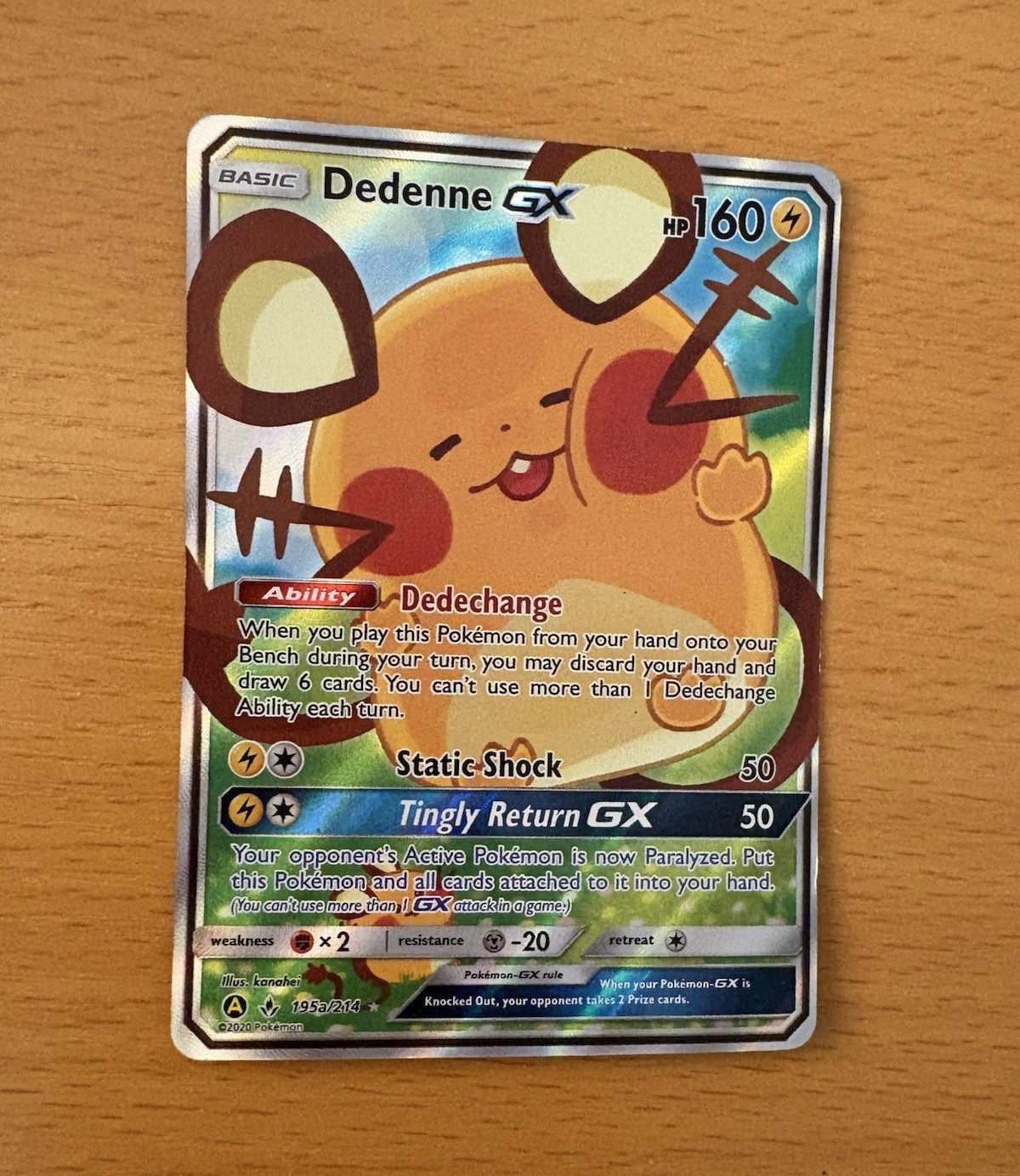 Pokemon TCG Dedenne GX 195A/214 Unbroken Bonds Full Art Holo EN 2020