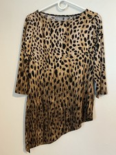 Chico’s Travelers Cheetah Print Asymmetric Hem Pullover Tunic Sz 0 (S/4)