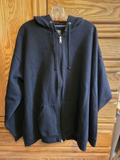 Mens Athletic Works Black Zippered Hoodie Sweatshirt Front Pockets Sz 2XL 50-52 