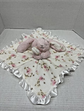 Little Me Bunny Floral Plush Pink White Satin Security Blanket Lovey Baby 2019